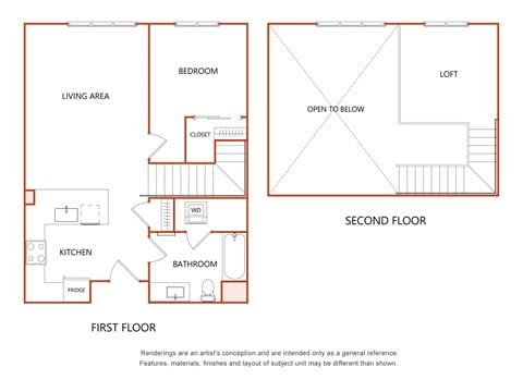 Floor plan for 1 bed, 1 bath, 881 sqft
